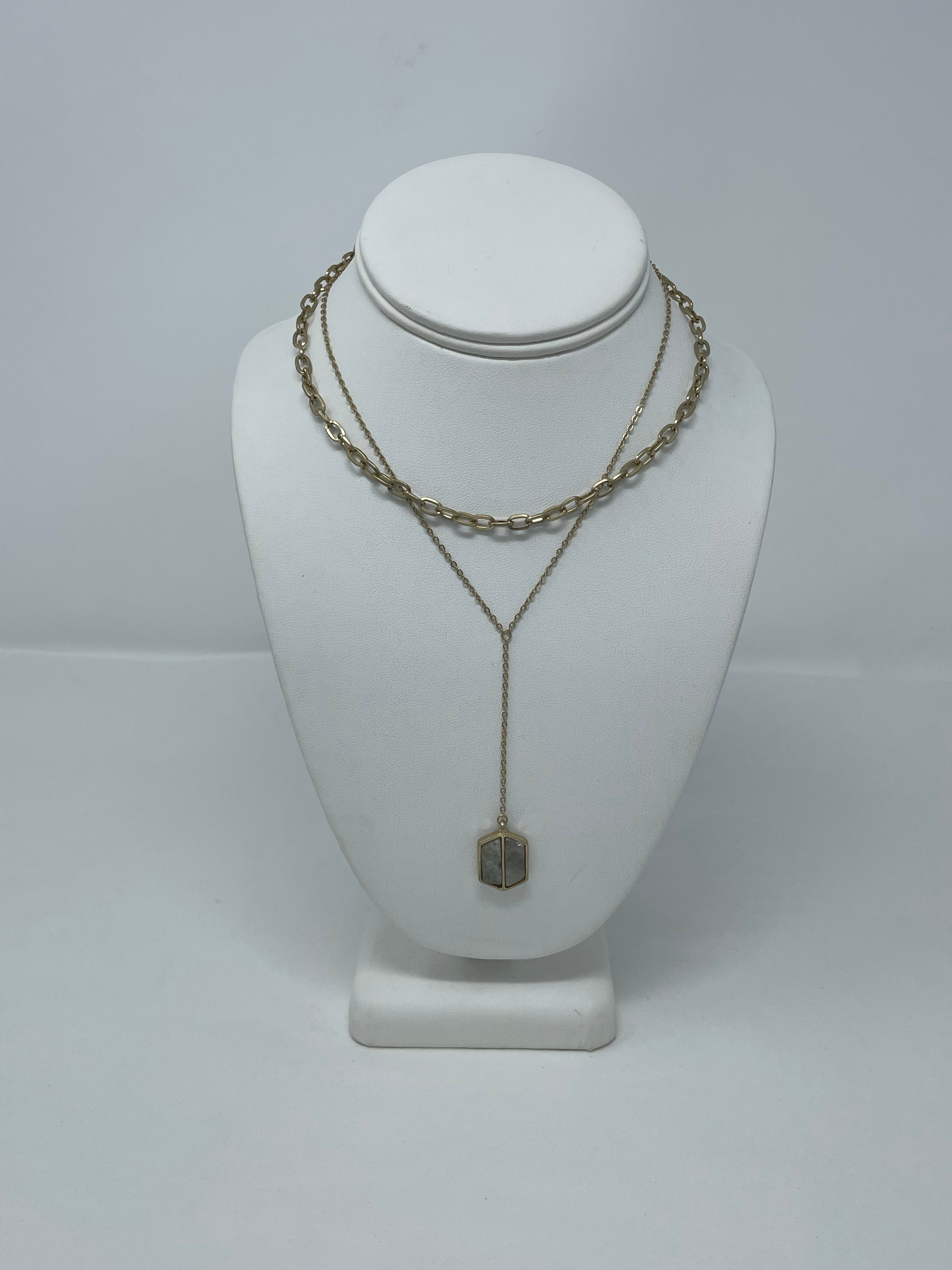 Double layer stone necklace