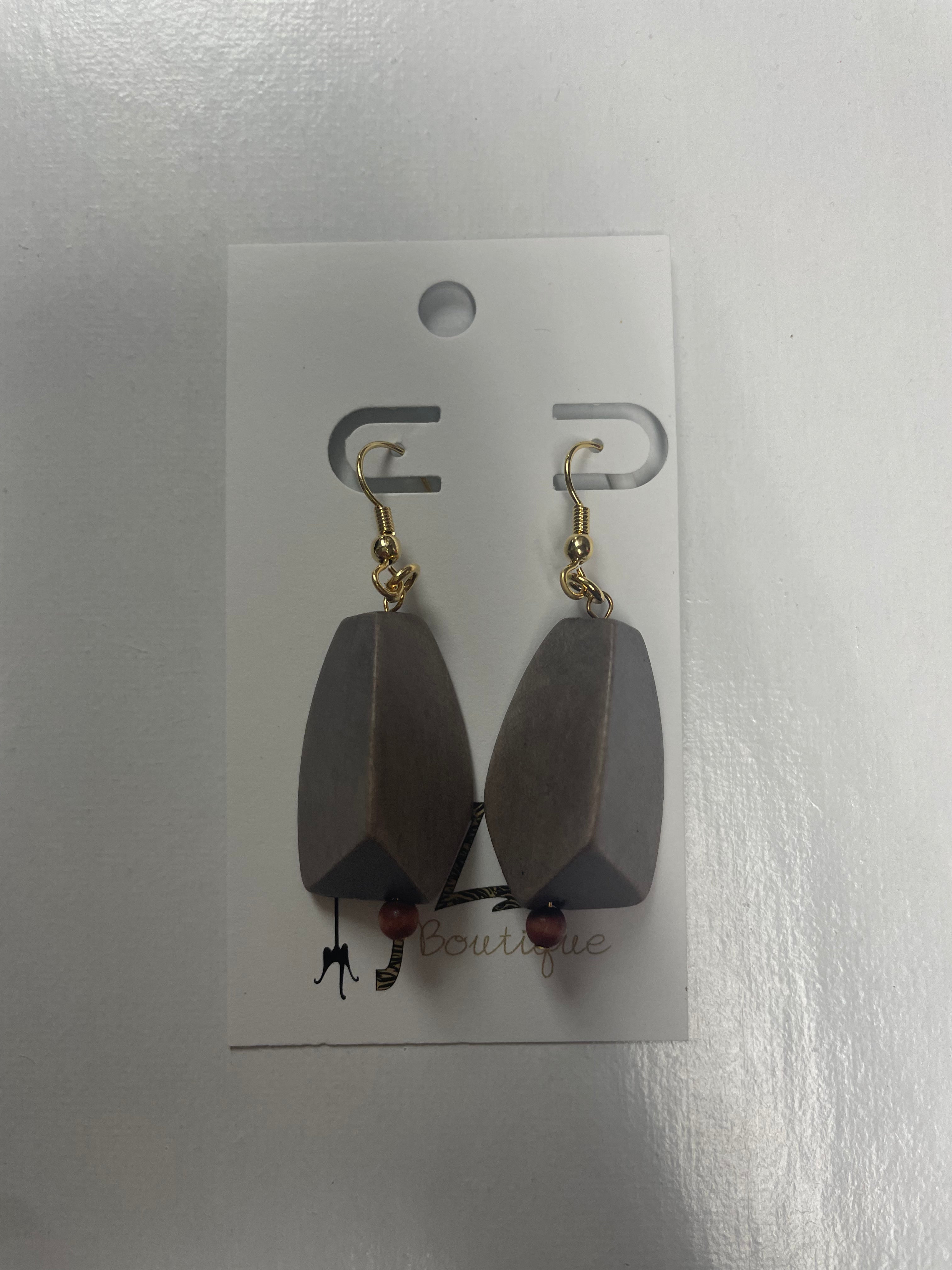 Wood rock earrings